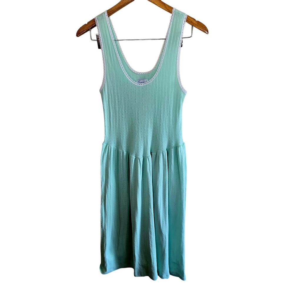 Vintage cotton seafoam nightgown dress midi princess cut summer cottagecore